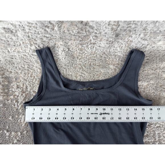 Peruvian Connection Sz M Pima Cotton Stretch Minimalist Tunic Top Gray Blue - Picture 4 of 7